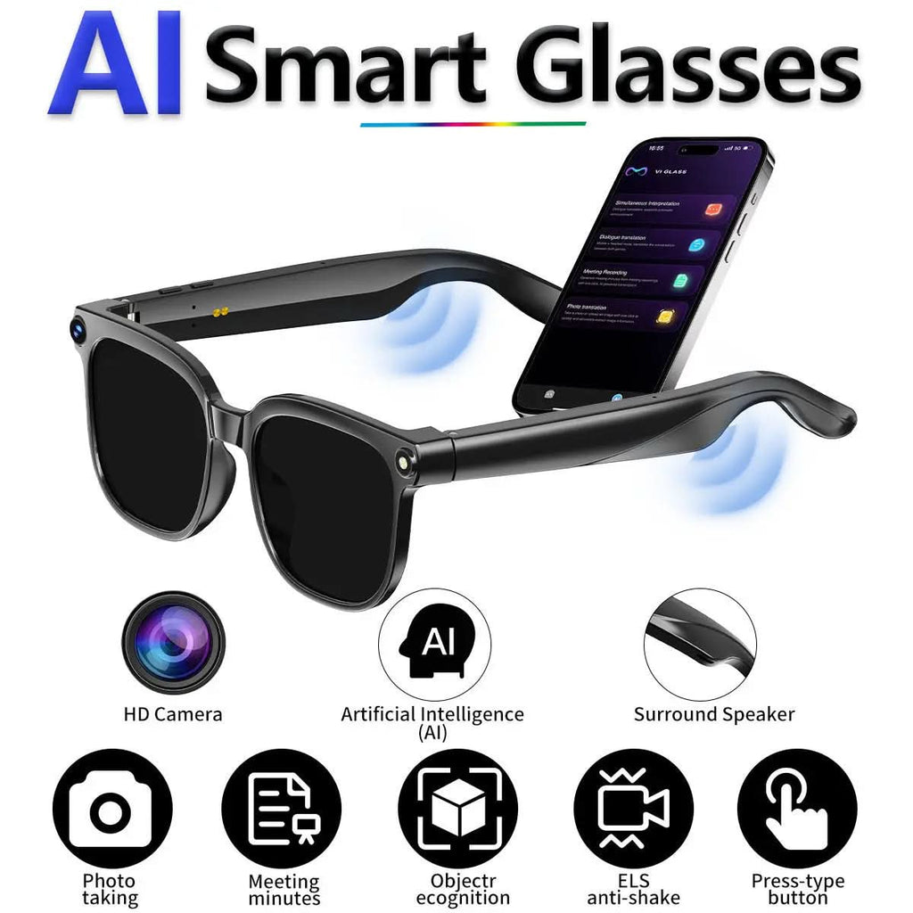 M02S AI Smart Glasses with 8MP Camera, Video Recording, Real-time Simultaneous Translation, Bluetooth Phone Calls & Intelligent AI Assistant Hconce